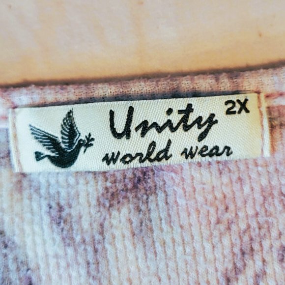 Unity World Wear Women's Tunic Size 2X 3/4 sleeve Rose and Tiny Pink Studding - Picture 3 of 4